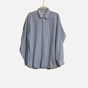 Calvin Klein Tall Blue White Gingham Button Down Dress Shirt. Size 17 1/2" 36/37